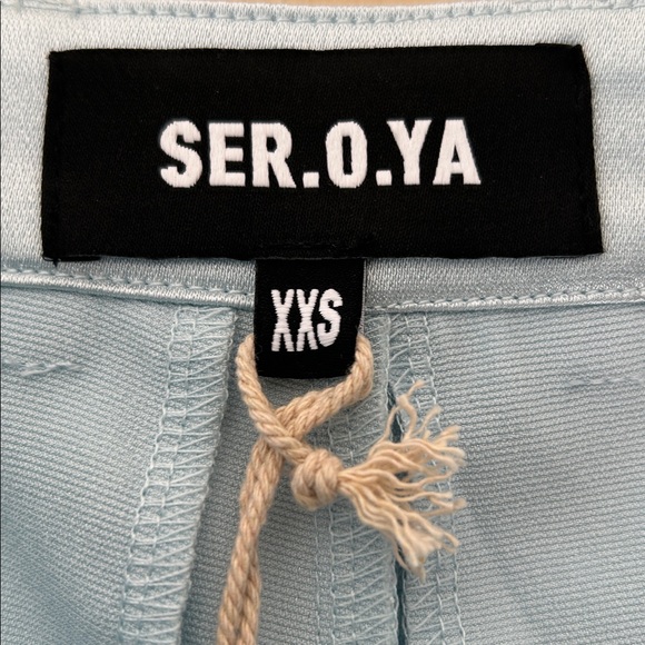 NWT SER.O.YA Light Blue Satin Cargo Pants XXS - Picture 2 of 12